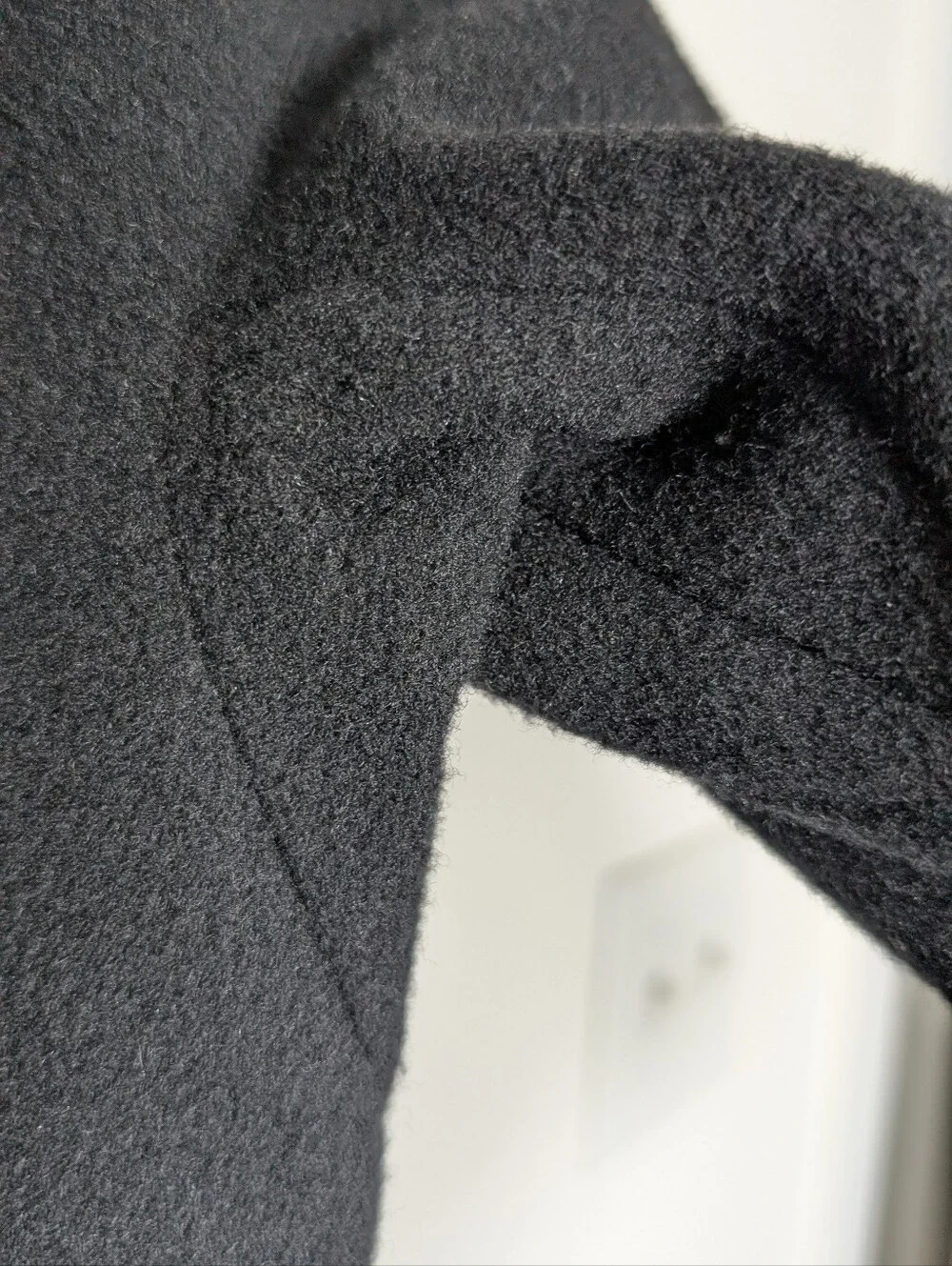 Vintage 100% Pure Wool Long Black Peacoat 8 Quiet Luxury Collarless Minimalist
